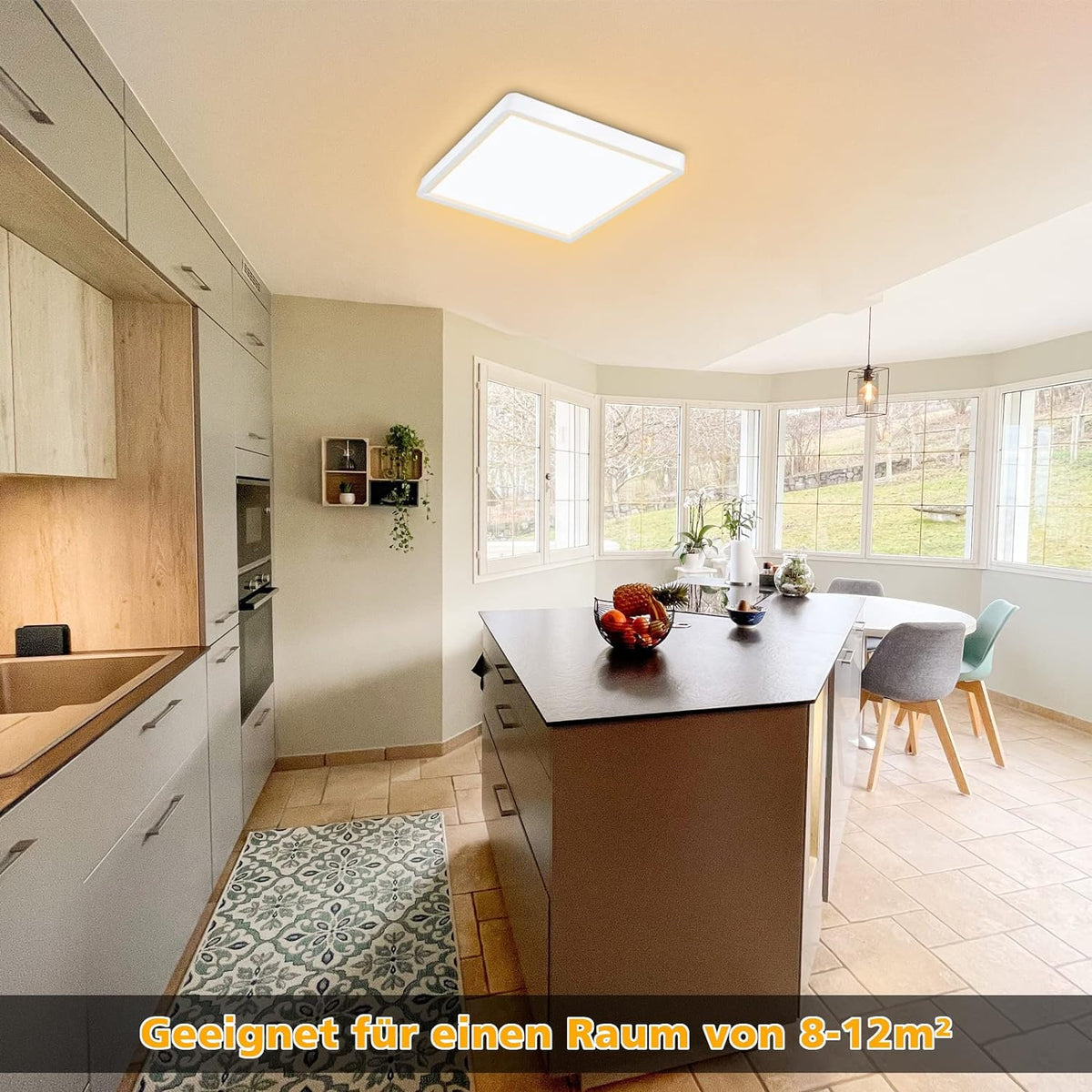 Defurhome LED Quadrat Deckenleuchte Flach,18W(Ersetzt 100W Glühbirne),1500LM,IP54 Wasserfest Badlampe,3cm Ultra Dünn,3000K Warmweiß,Ideal für Wohnzimmer,Küche,Flur,Balkon,22cm(Weiß) [Energieklasse F]