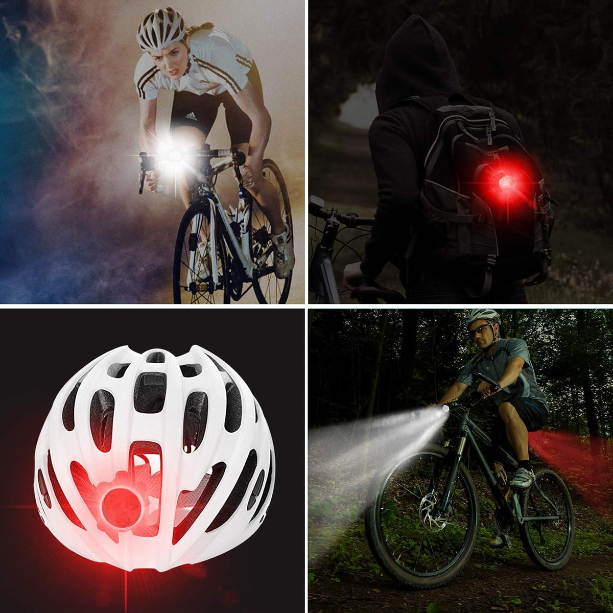 Defurhome Bike Light Set, Super Bright USB Rechargeable Bicycle Lights, 4 Brightness Modes Options Cycling Front Light & Rear Light, Waterproof Mountain Road Bike Lights(2 Cables, 4 Straps)