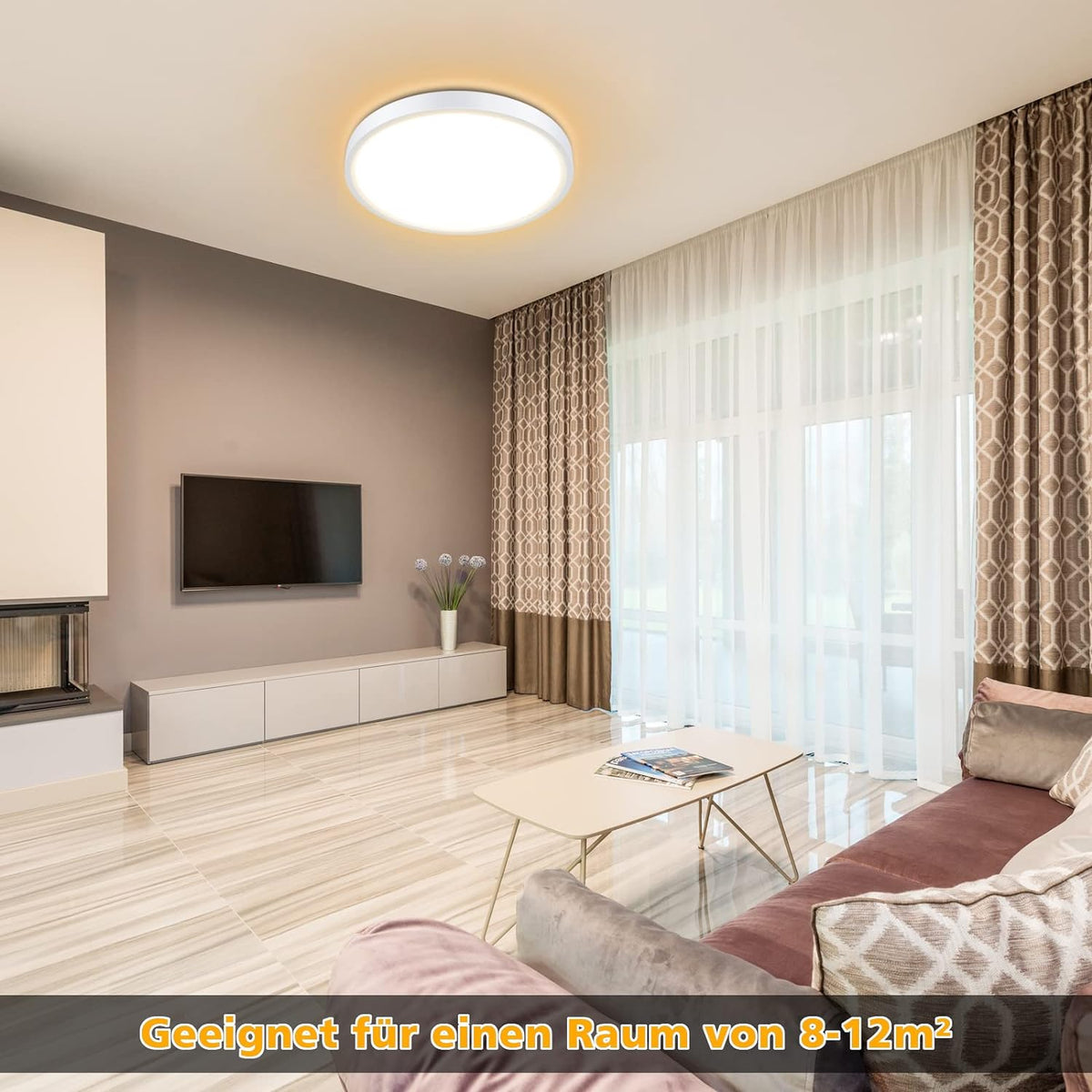 Defurhome LED Deckenleuchte Flach, Panel Rund 18W(Ersetzt 100W Glühbirne),1500LM,IP54 Wasserfest Badlampe,2,5cm Ultra Dünn,3000K Warmweiß,Ideal für Schlafzimmer, Küche,Esszimmer, Flur,Ø22cm(Weiß) [Energieklasse F]