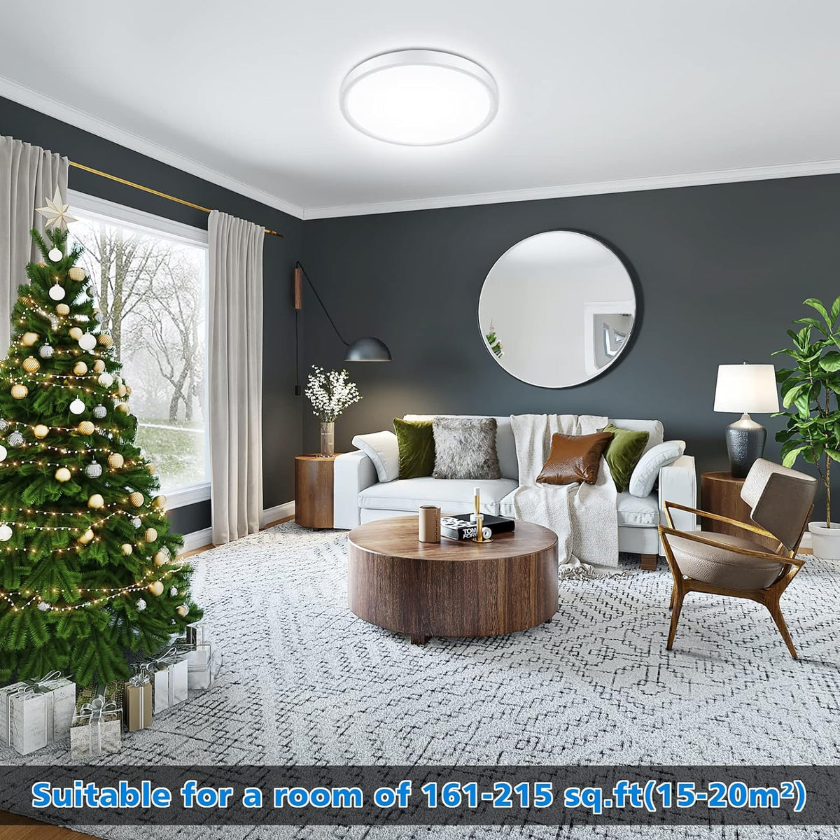 Defurhome Bathroom Ceiling Light, 24W (150W Equivalent), 2200LM, 5000K Daylight White,IP54 Waterproof, Flush Mount,Modern Ceiling Light for Living Room,Kitchen,Porch,Bedroom,Ø30CM(White) [Energy Class F]