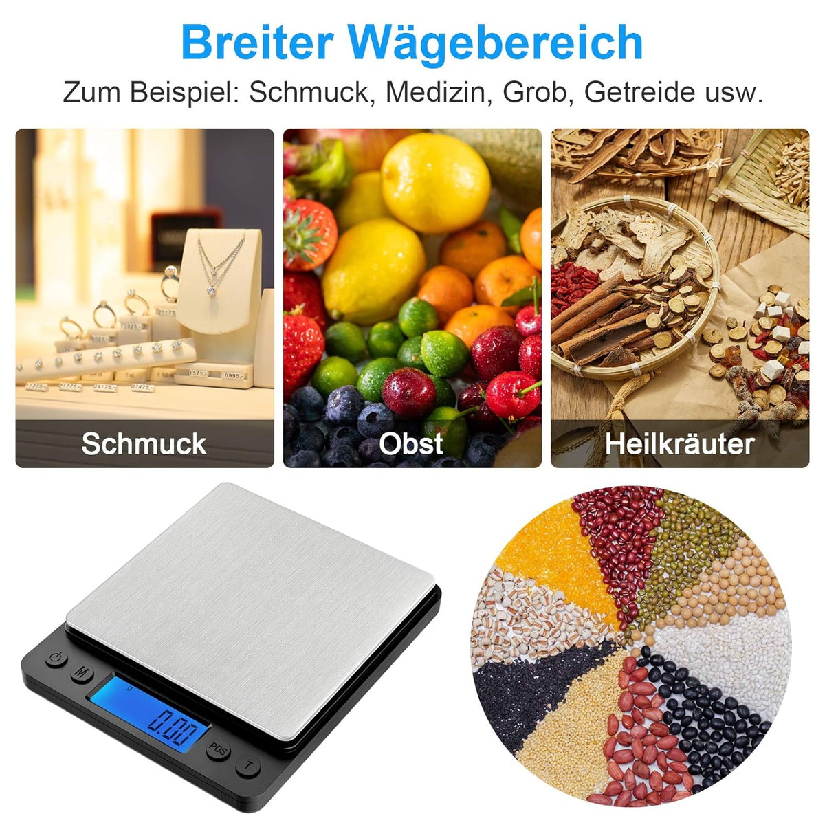 Defurhome Feinwaage 0.01g, Digitalwaage 500g/0.01g Taschenwaage, mit beleuchteter LCD-Anzeige, PCS Funktion,Tara-Funktion,6 Einheiten Konvertierung,TaschenwaageGoldwaage Münzwaage Küchenwaagen