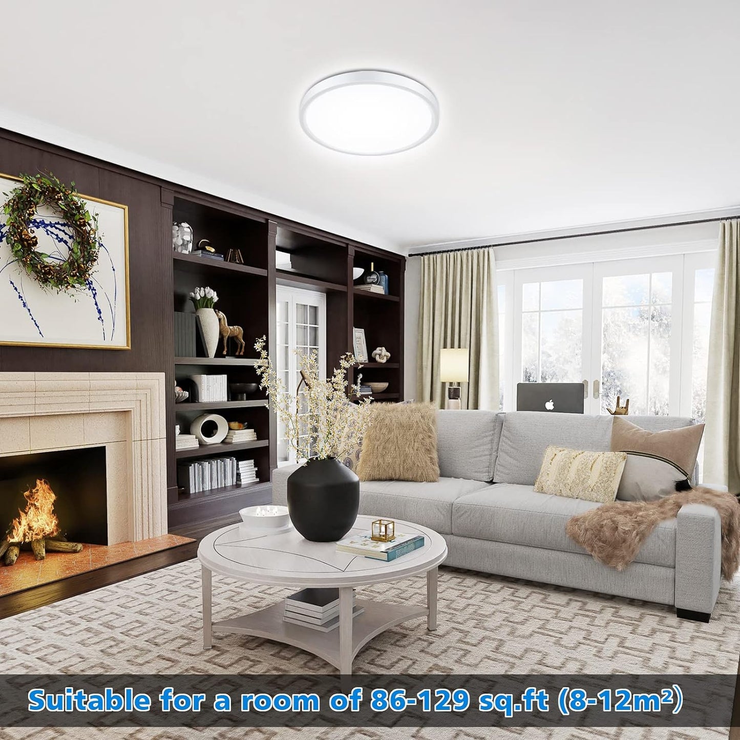 Defurhome Bathroom Ceiling Light,18W 1500LM,100W Equivalent,5000K Daylight White, Waterproof IP54,Dome,Modern,Flush Ceiling Light for Kitchen,Toilet,Porch,Bedroom,Utility Room,Ø22CM(White) [Energy Class F]