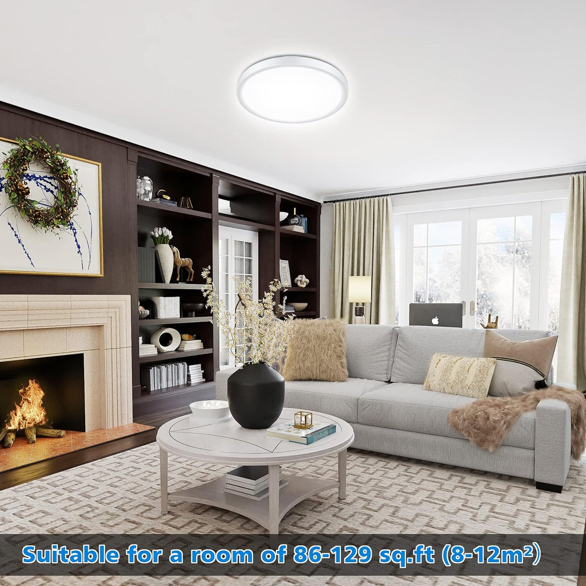 Defurhome Bathroom Ceiling Light,18W 1500LM,100W Equivalent,5000K Daylight White, Waterproof IP54,Dome,Modern,Flush Ceiling Light for Kitchen,Toilet,Porch,Bedroom,Utility Room,Ø22CM(White) [Energy Class F]