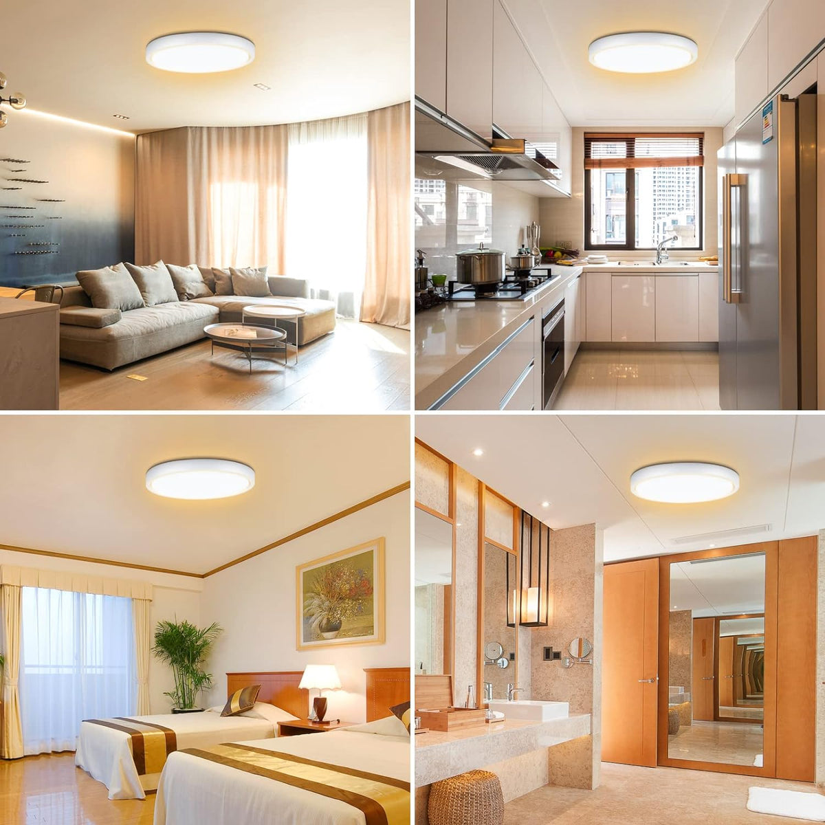 Defurhome LED Deckenleuchte Flach, Panel Rund 18W(Ersetzt 100W Glühbirne),1500LM,IP54 Wasserfest Badlampe,2,5cm Ultra Dünn,3000K Warmweiß,Ideal für Schlafzimmer, Küche,Esszimmer, Flur,Ø22cm(Weiß) [Energieklasse F]