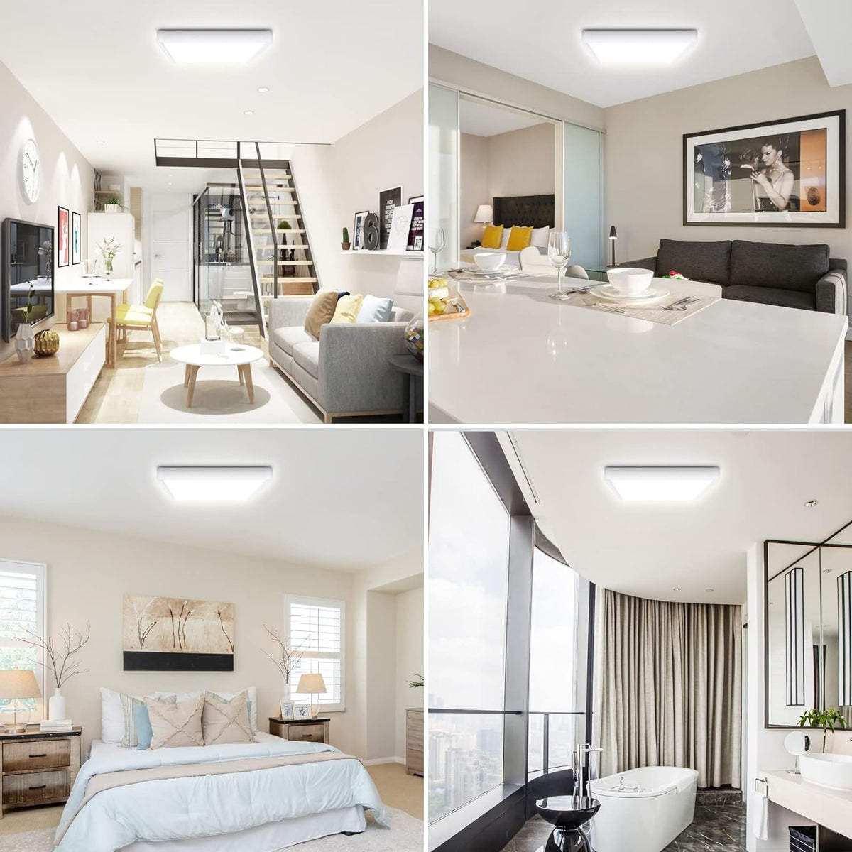 Defurhome LED Quadrat Deckenleuchte Flach,18W(Ersetzt 100W Glühbirne),1500LM,IP54 Wasserfest Badlampe,3cm Ultra Dünn,4000K Neutralweiß,Ideal für Wohnzimmer,Küche,Balkon,22cm(Weiß) [Energieklasse F]