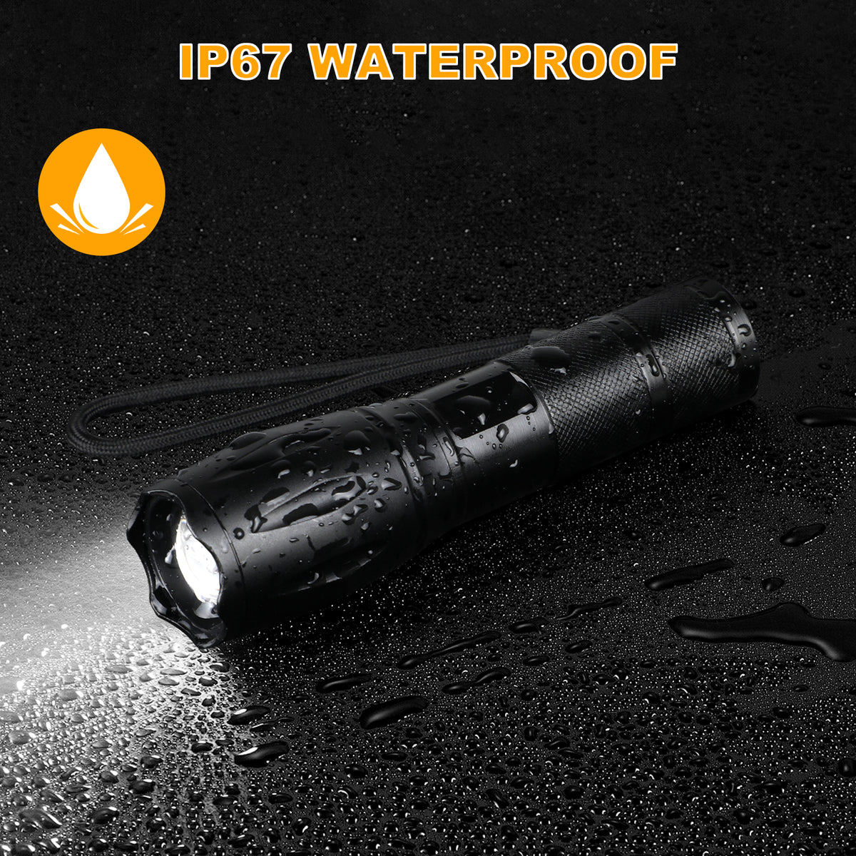 Defurhome LED Torch Battery Powered，Powerful Flashlight Long Distance, Zoomable, 5 Modes,Waterproof,2000LM for Power Cut, Camping, Dog Walking